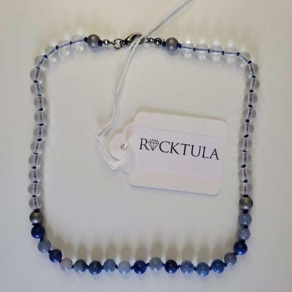Choker Necklace Aventurine Hematite & Clear Quartz Knotted Silk Rocktula NWT - Picture 3 of 4